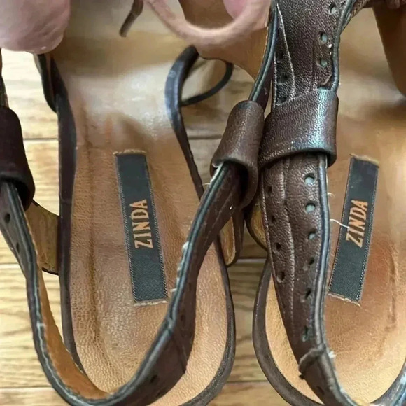 ❤️Clearance❤️[EU40/US9.5]Zinda Closed Toe Cut out Heeled Brown Leather Sandal - Picture 7 of 8